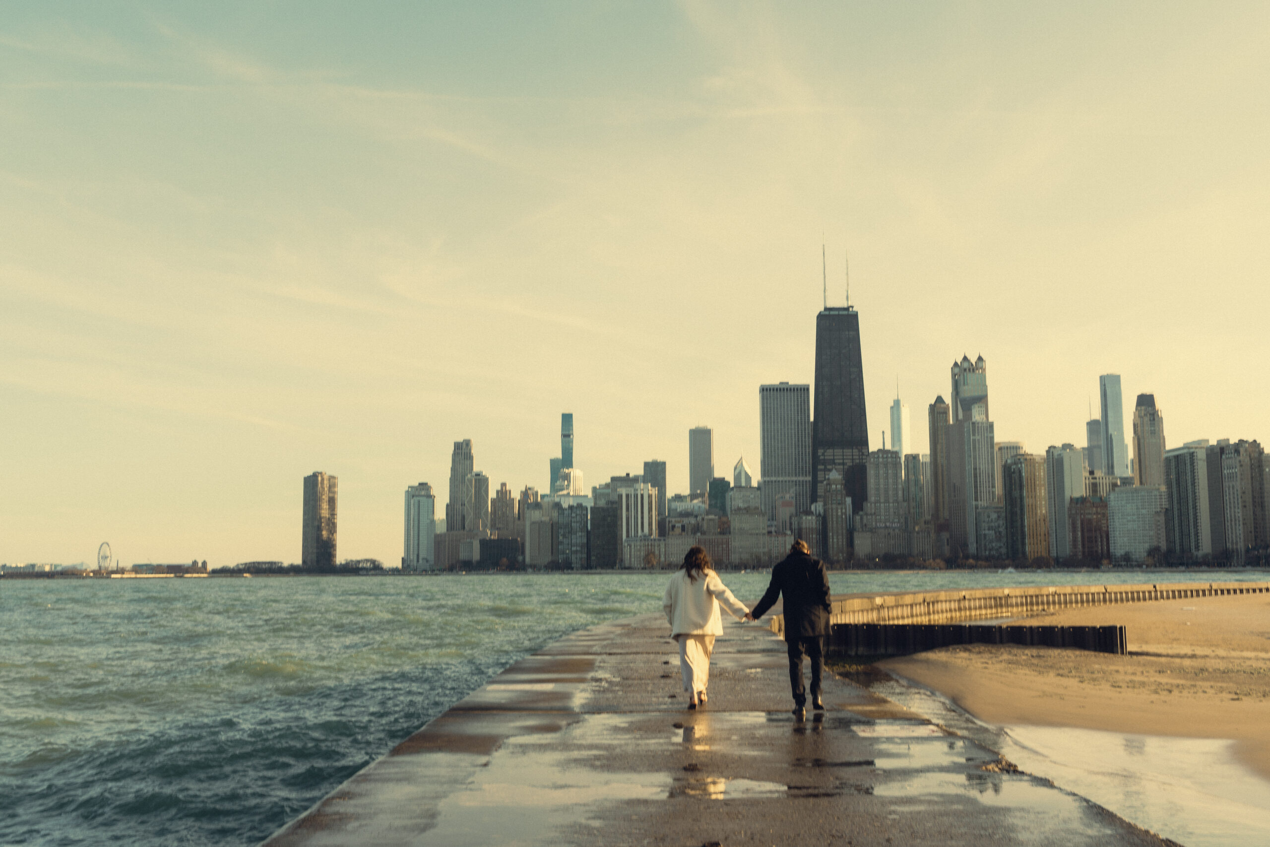 engagement photoshoot on the north avenue beach in chicago